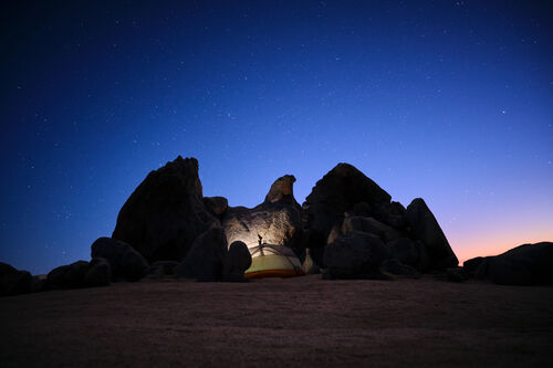 Eagle Rock under the stars (not our tent)