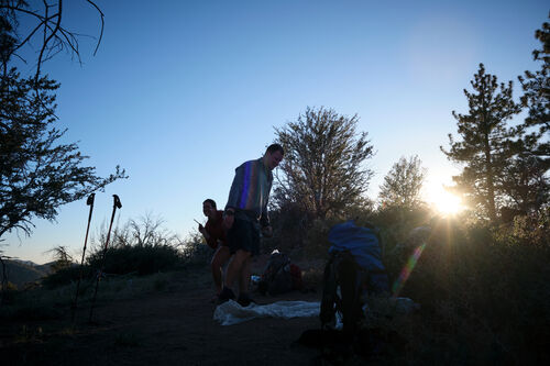 Giggles, Ant Man, and I setting up camp