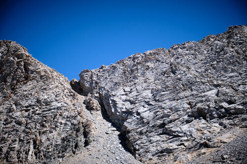 Climbing up Forester Pass, that little gap in the wall up there